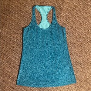 Lululemon Athletica Blue Patterned Tank Top